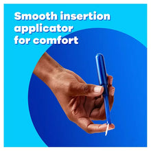 Tampon applicator illustration for Tampax Pearl, held in a hand for smooth insertion