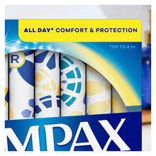 Tampax Pearl tampon multipack front panel with absorbency symbols and Protection