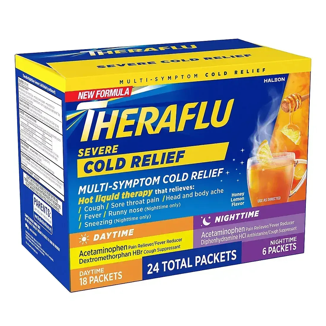 Theraflu Multi-Symptom Severe Cold & Nighttime Cold & Cough Powder, 24ct (18 Day + 6 Night)