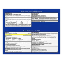 Theraflu nighttime severe cold relief drug facts panel on the back of the box