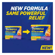 Theraflu new formula same powerful relief graphic with day and nighttime pack boxes