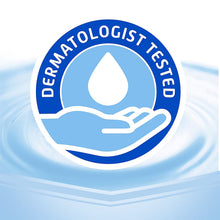 Dermatologist tested seal with hand and droplet icon on laundry detergent packaging