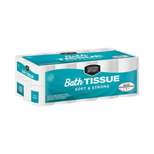 Bath tissue multipack with teal top and side labels, 30 rolls