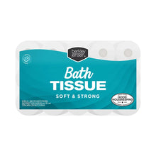 Bath tissue roll pack front view, teal Bath TISSUE Soft & Strong label