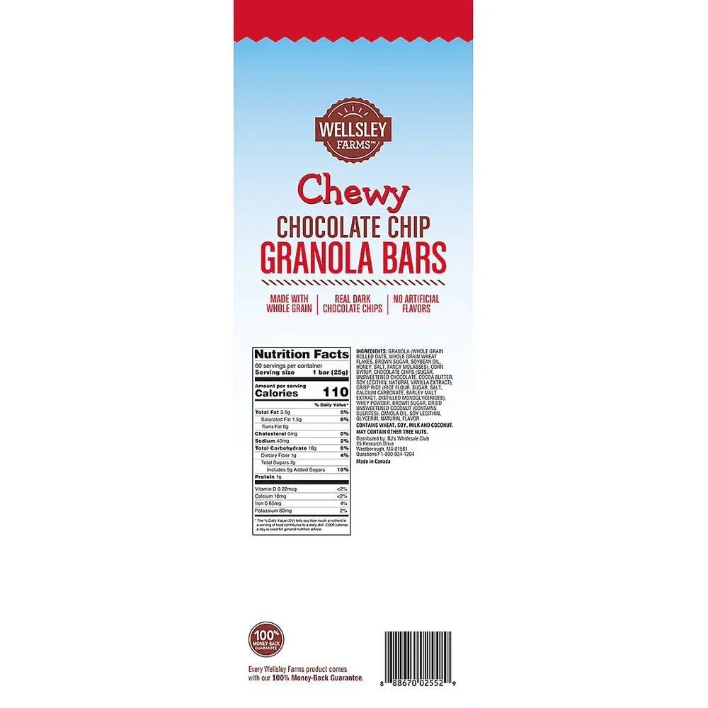 Wellsley Farms Chewy Chocolate Chip Granola Bars, 60 ct. - USA MEGA SHOP