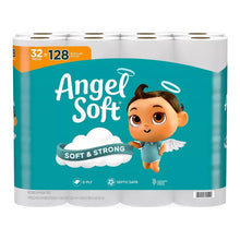 Angel Soft mega roll toilet paper pack with cartoon angel and 2-ply label.