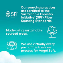Angel Soft toilet paper sustainability standards graphic with forest and recycle icons