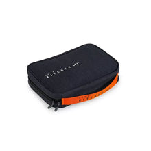 Black zip pouch for kitchen set with orange trim and CAM P KITCHEN KIT branding