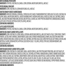 Variety pack snack chips ingredients label with text and nutrition details