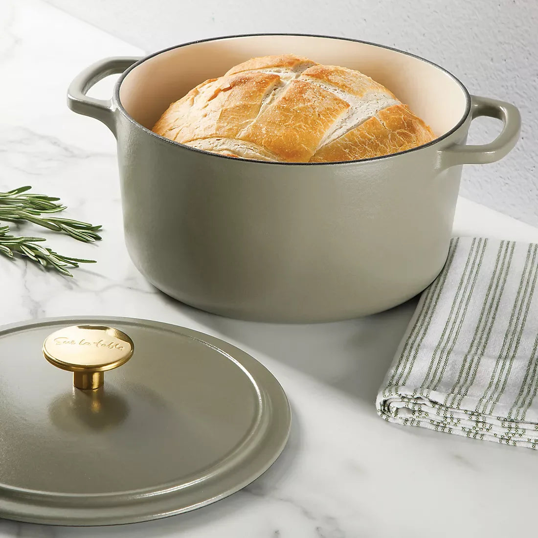 Sur La Table 3.5-Qt. Enamel Cast Iron Dutch Oven with Lid - Green - USA MEGA SHOP
