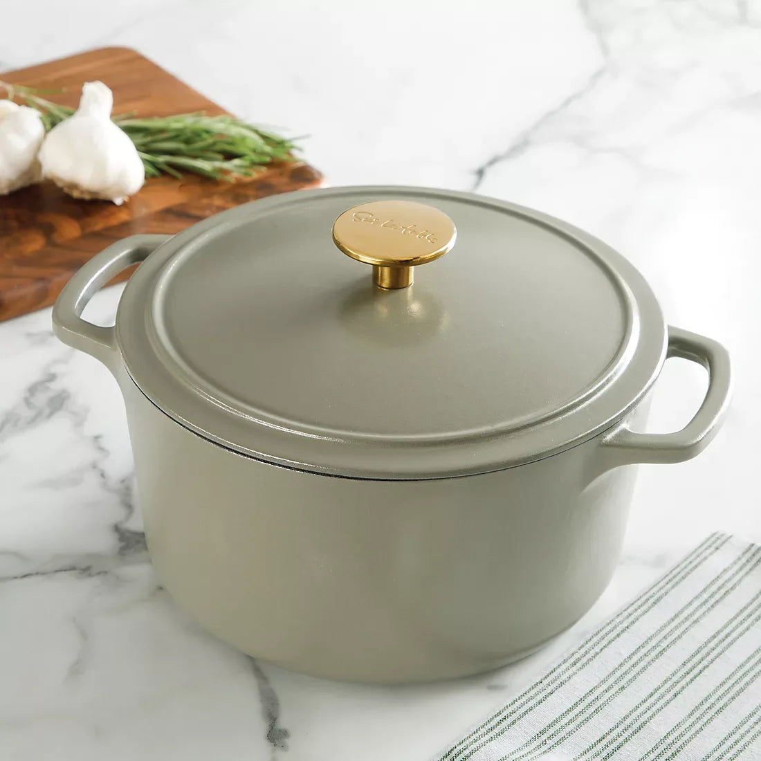 Sur La Table 3.5-Qt. Enamel Cast Iron Dutch Oven with Lid - Green - USA MEGA SHOP