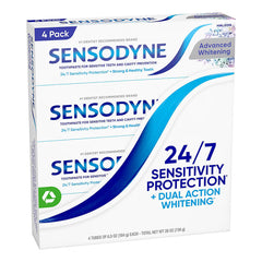 Sensodyne Advanced Whitening Toothpaste, For Sensitive Teeth and Cavity Protection, 4 pk./6.5 oz.