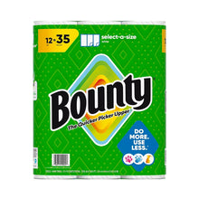 Bounty Select-a-Size paper towels pack, green, 12-35 sheets per roll