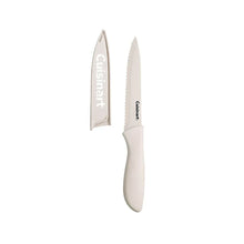 Cream ceramic knives: smooth-edge chef knife with serrated companion blade