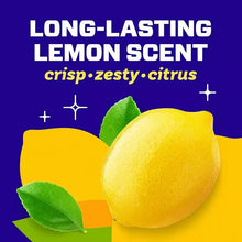 Long-lasting lemon scent graphic with lemons and leaf accents