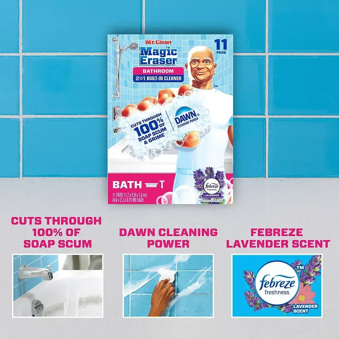 Mr. Clean 2-In-1 Bathroom Magic Eraser Sponges, 11 ct.