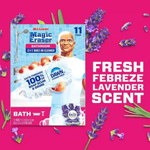 Bathroom magic eraser sponge pads box with Fresh Febreze Lavender Scent label