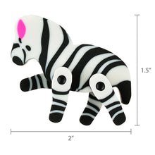 Zebra-striped animal Eraser Pals character with black-and-white body