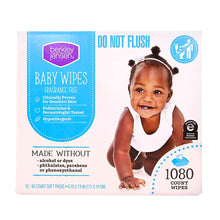 Baby wipes pack, fragrance-free, white and light blue with smiling baby and 1080 count