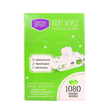 Baby wipes package back, green tea & cucumber, lightly scented, 1080 count
