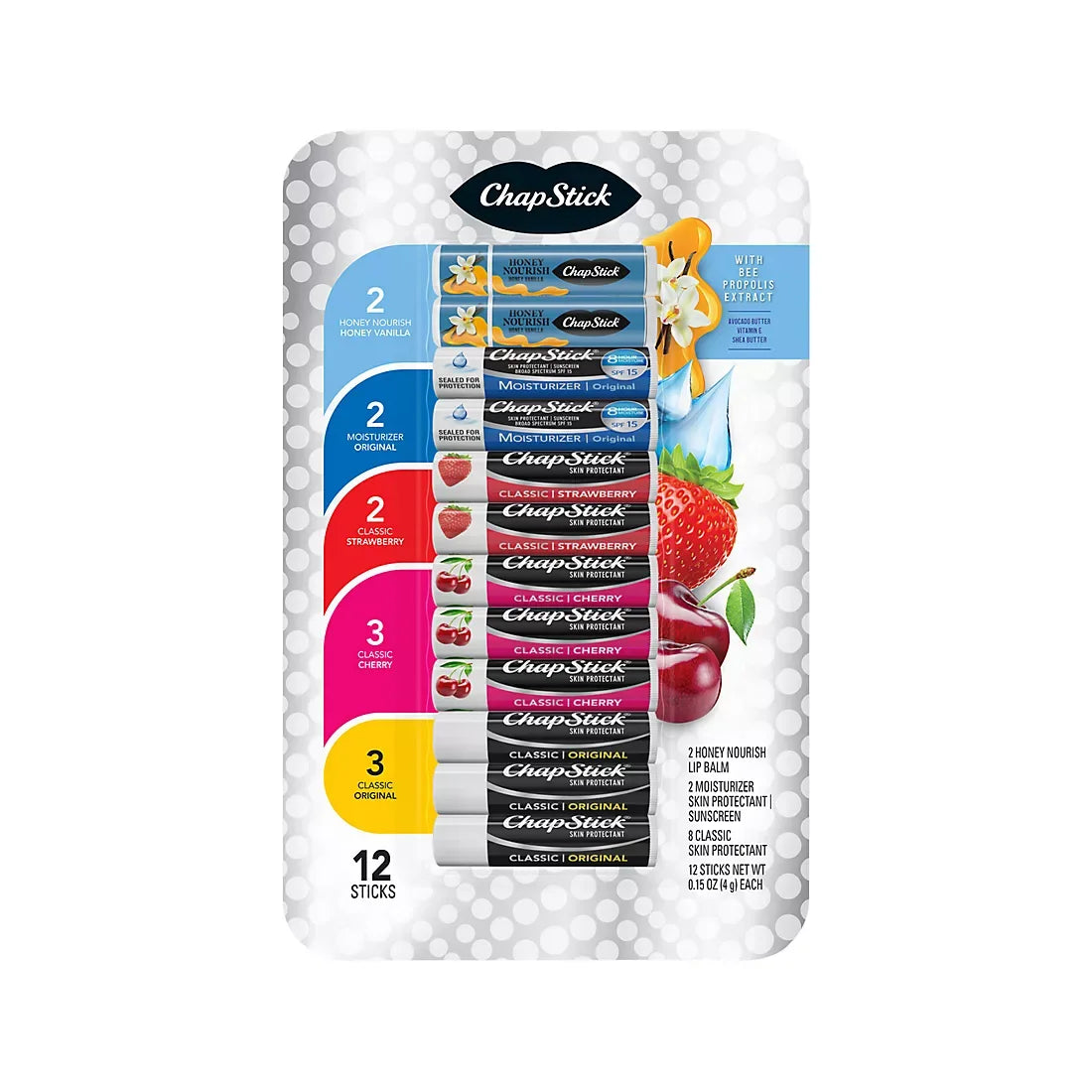 Chapstick Honey Vanilla Nourish & Classic Original Collection, 12 ct./1.5 oz. - USA MEGA SHOP