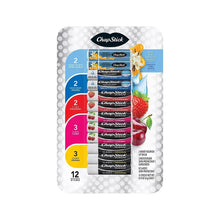 Lip balm multipack with 12 assorted sticks in a blister package