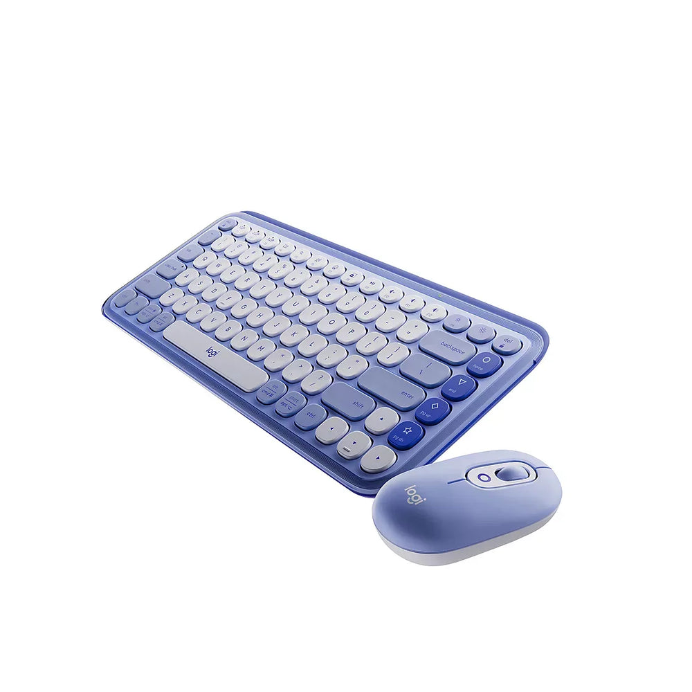 Logitech POP Icon Combo Keyboard and Mouse in Lilac and Off-white - USA MEGA SHOP