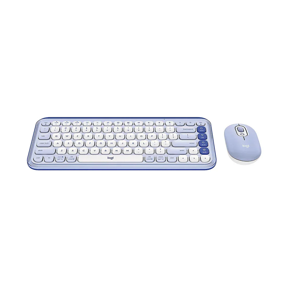 Logitech POP Icon Combo Keyboard and Mouse in Lilac and Off-white - USA MEGA SHOP
