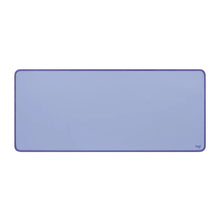 Logitech lilac desk mat with rounded corners and stitched edge