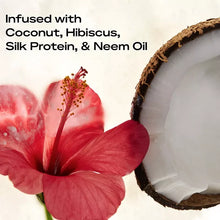 Coconut and hibiscus ingredient graphic for infused conditioner