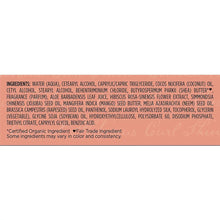 Conditioner bottle back label with ingredients list and organic certification icons