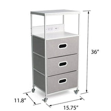 3-drawer rolling cart on casters with two top shelves and gray felt drawers