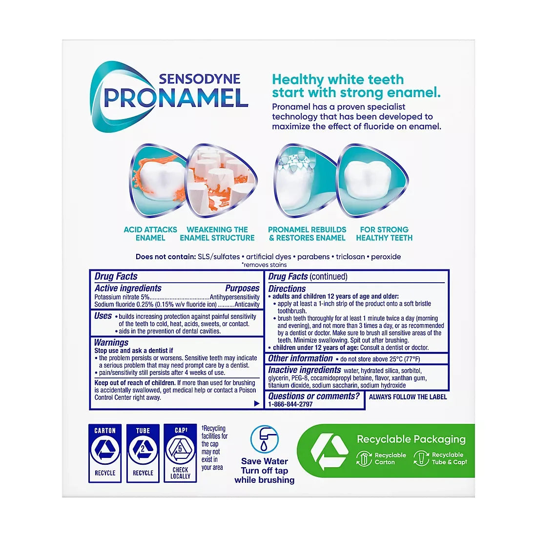 Sensodyne Pronamel Gentle Whitening Advanced Toothpaste for Sensitive Teeth and Cavity, 4 pk./6.5 oz. - USA MEGA SHOP