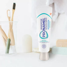 Sensodyne Pronamel Advanced enamel protection toothpaste tubes with teal label and cap