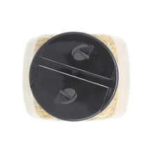Garlic pepper seasoning bottle lid with embossed spice icons and black cap.