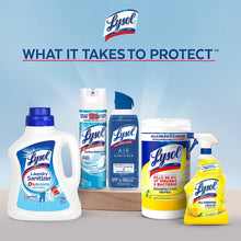 Lysol disinfecting wipes variety pack display with multiple Lysol cleaning items.