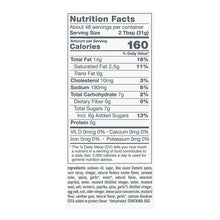 Nutrition Facts panel with serving size and calories for sauce