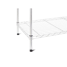 Chrome wire shelf corner with adjustable legs and protective caps