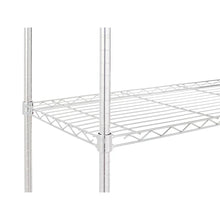 Chrome wire shelf frame with crossed wire decking and vertical posts