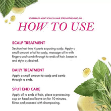 Scalp treatment directions card for Mielle Rosemary Mint scalp & hair strengthening oil
