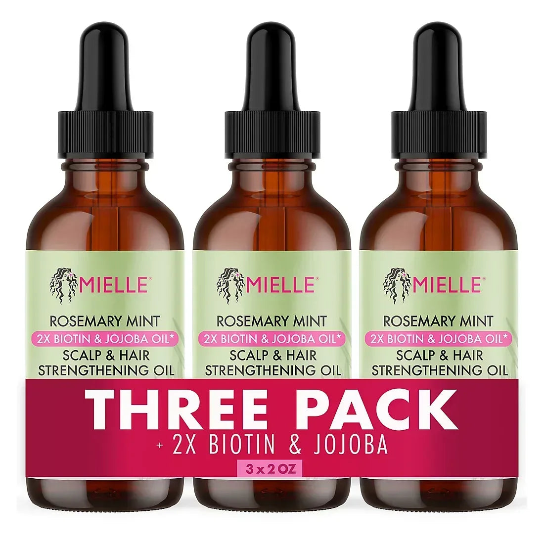 Mielle Rosemary Mint Scalp & Hair Strengthening Oil, 3 pk./2 fl. oz.