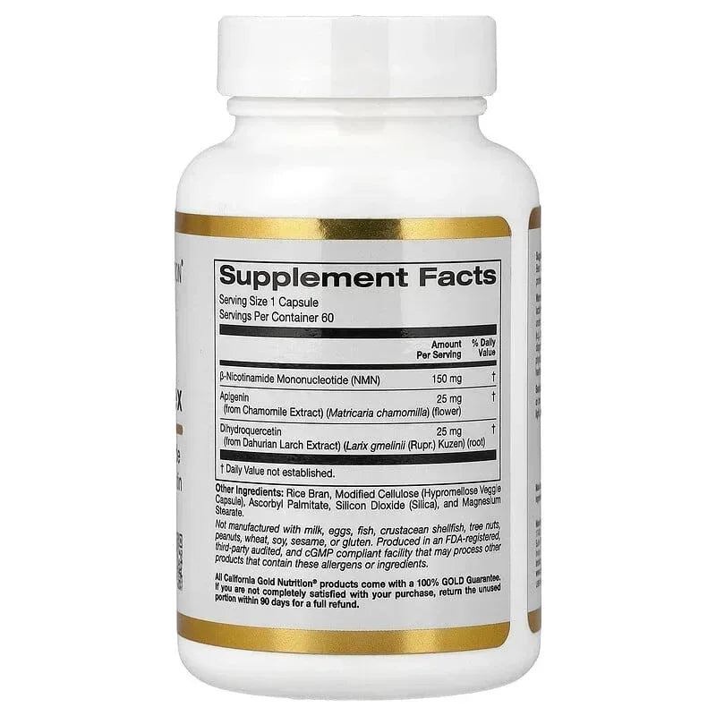 California Gold Nutrition, NMN Flavonoid Complex with Apigenin and Dihydroquercetin, 60 Veggie Capsules