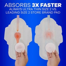 Ultra thin pad with wings, long absorbency, two-pad comparison