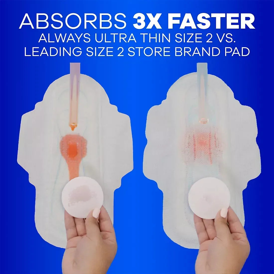 Always Ultra Thin Feminine Pads with Wings for Women, Size 2, Long Super Absorbency, Unscented, 92 ct.