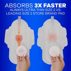 Always Ultra Thin Feminine Pads with Wings for Women, Size 2, Long Super Absorbency, Unscented, 92 ct.