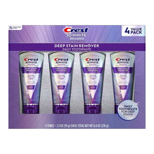 Crest 3DWhite deep stain remover toothpaste 4-pack of four purple tubes