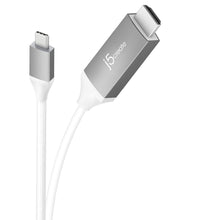 USB-C to HDMI adapter cable with gray connectors and white strain reliefs