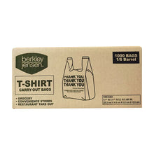T-shirt carry-out thank you bags box, kraft brown, 1000 bags 1/6 barrel