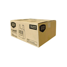 Thank-you T-shirt carry-out bag box, side view, 1000 bags