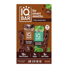 IQBAR Plant Protein Bars, Chocolate Sea Salt, Chocolate Mint Chip, Variety Pack, 12 ct./1.6 oz.